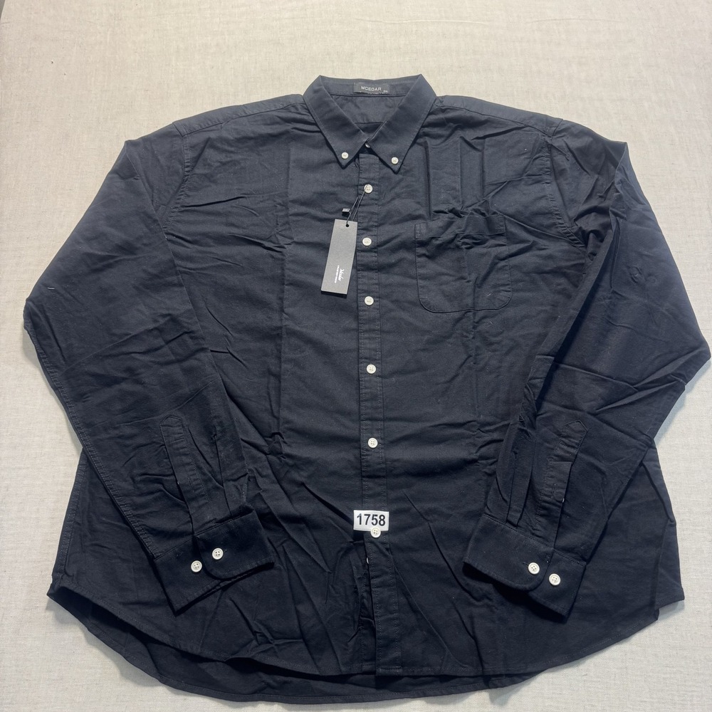MCEDAR Button Down Shirt Mens‎ 3XL Black New